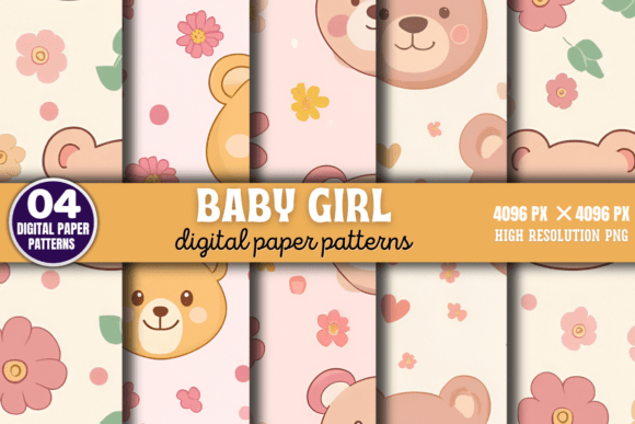 Baby Girl Digital Paper Background 4: Creative Essentials for Designers