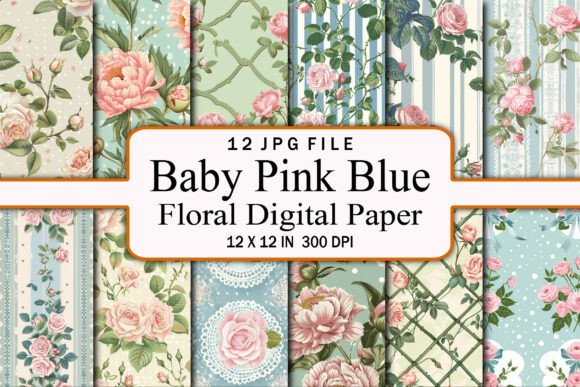 Baby Pink Blue Floral Digital Paper: A Creative Staple for Designers and Art Enthusiasts