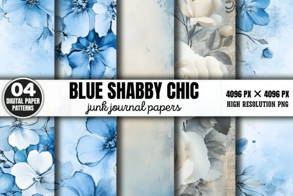 Blue Shabby Chic Junk Journal Paper 5: A Versatile Digital Design Tool for Creative Projects