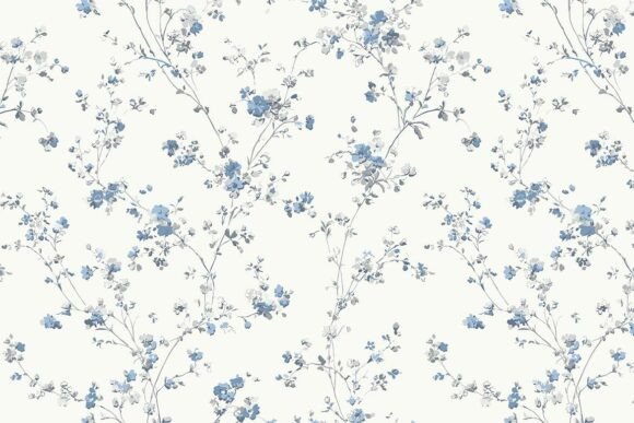 Blue Toile Floral Seamless Pattern 02 – Timeless Elegance for Modern Design