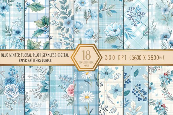 Blue Winter Floral Plaid Seamless Digita: Creative Uses & Ideas