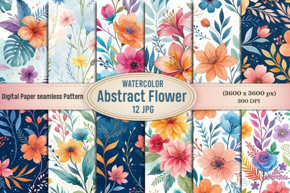 Bright Watercolor Floral Digital Paper