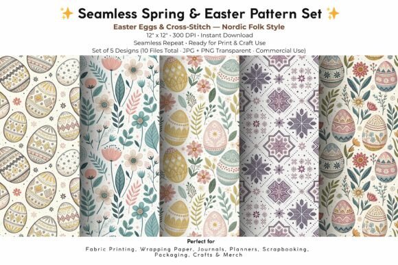 Bring Scandinavian Elegance to Your Easter Projects with the Nordic Easter Eggs Cross-Stitch Set