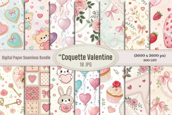 Coquette Valentine Pastel Digital Paper