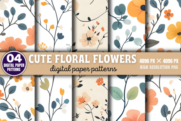 Cute Floral Flowers Digital Pattern 9