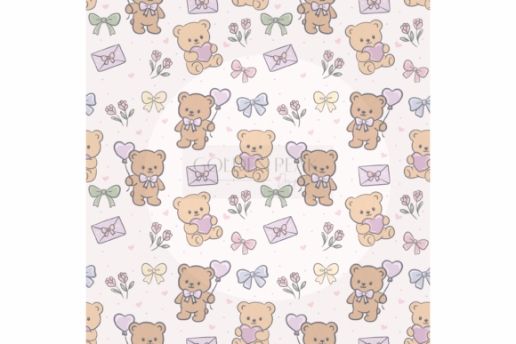Cute Teddy Bear Pattern, Pastel: A Versatile Design for Gentle and Whimsical Spaces