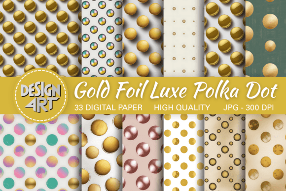 Gold Foil Luxe Polka Dot Pattern