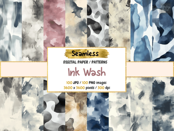 Ink Wash Seamless Digital Paper for Timeless Elegance