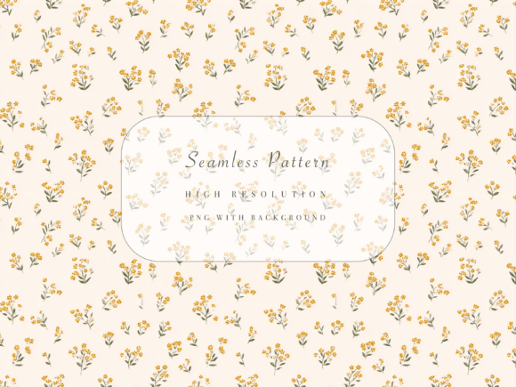 Muted Mustard Floral Seamless Pattern PNG for Spring Crafts