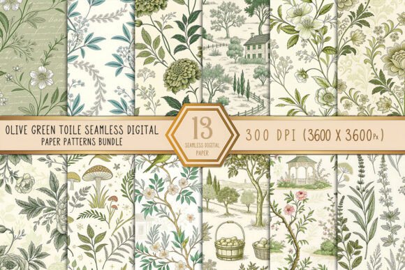 Olive Green Toile for Timeless Design Projects