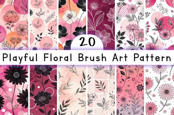 Playful Floral Brush Art Pattern: A Versatile Tool for Creative and Commercial Projects