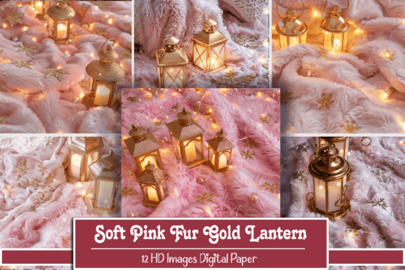 Soft Pink Fur Gold Lantern Pattern: A Versatile Design Element for Modern Digital Spaces