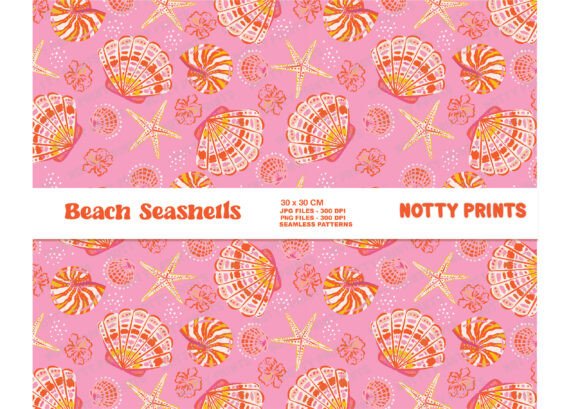 Trendy Pink Summer Seashells Seamless Pattern