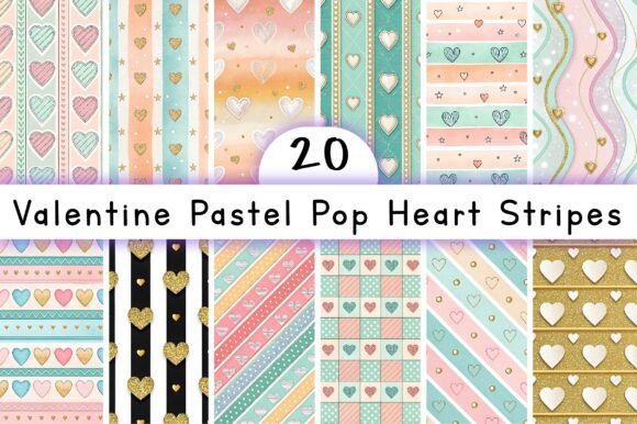 Valentine Pastel Pop Heart Stripes