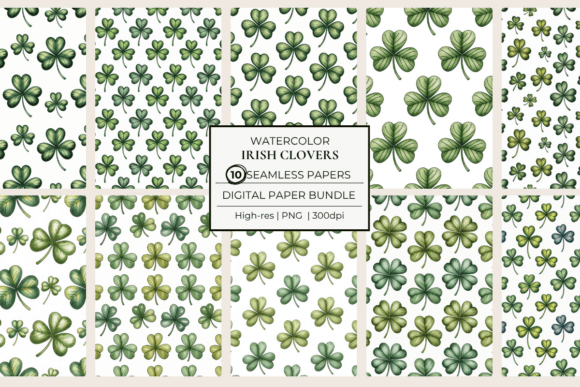 Watercolor Irish Clovers for Modern Design Projects